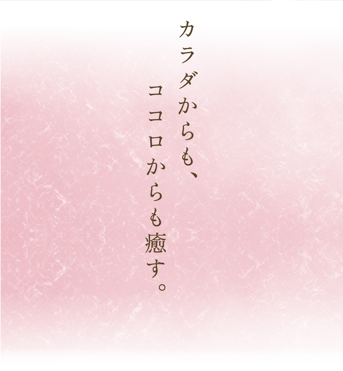 カラダからも、ココロからも癒す。